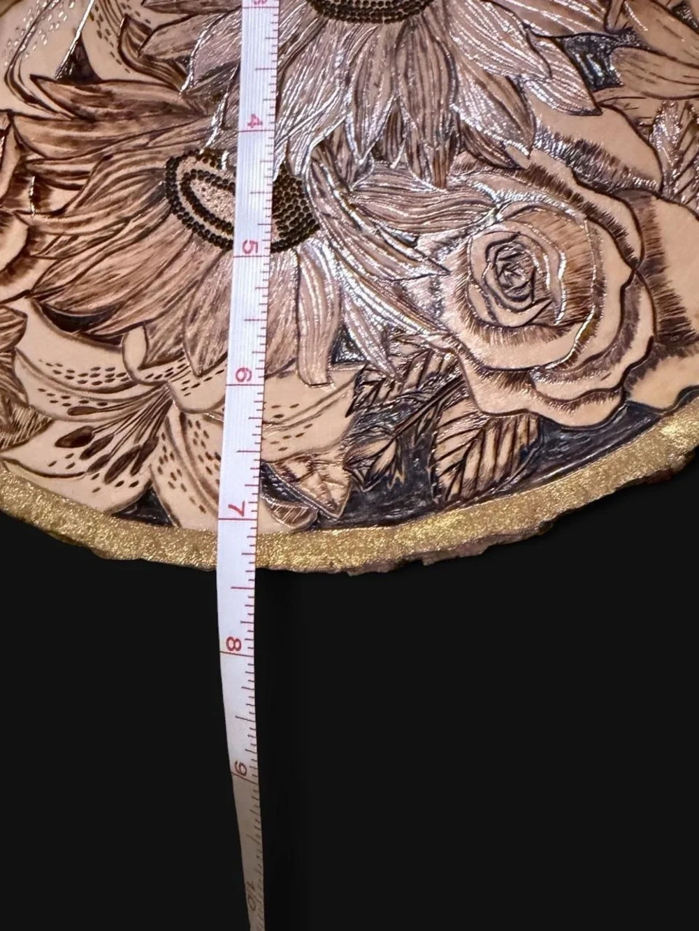 Hand-burned floral wooden plaque